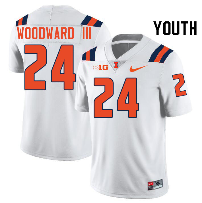 Youth #24 Vernon Woodward III Illinois Fighting Illini College Football Jerseys Stitched-White